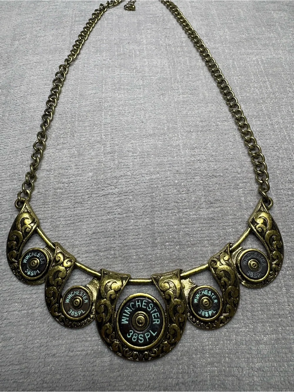 Necklace Western Steampunk Bullet Winchester Brass Statement Collar